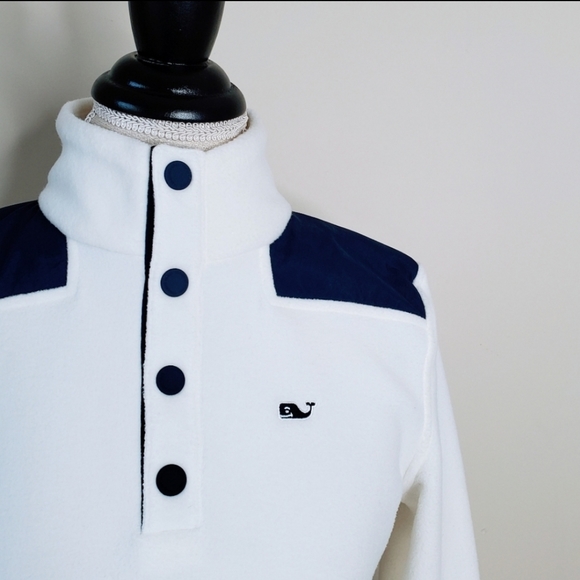 Vineyard Vines | NWOT XS White Sherpa Fleece Snap Placet Pullover - Picture 8 of 15